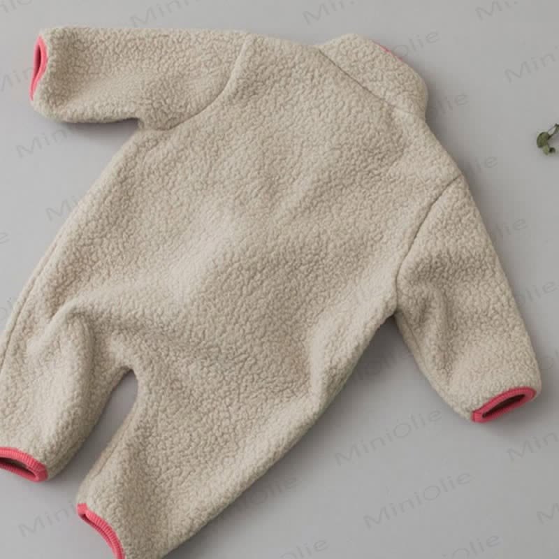 Baby Contrast Color Fleece Romper - image 19