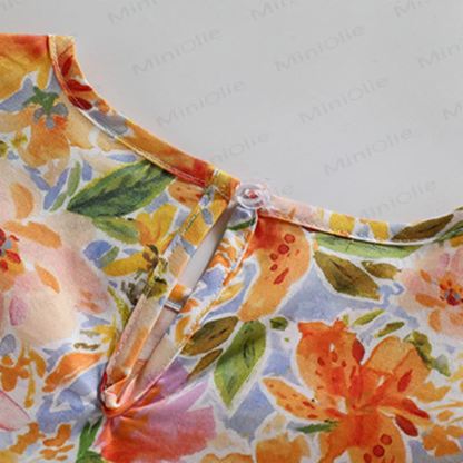 Toddler Girl Orange Floral Print Princess Dress - image 7