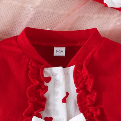 Baby Girl Bow Love Heart Romper with Headband - image 4