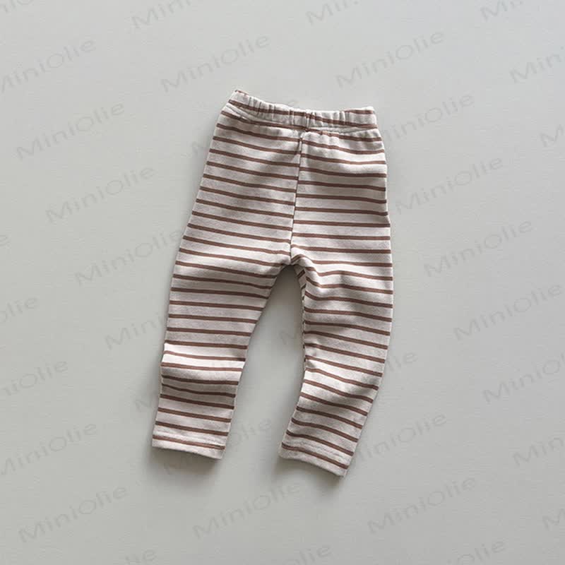 Baby Toddler Ribbed/Striped Leggings - Khaki Stripes - 6-7T - image 8