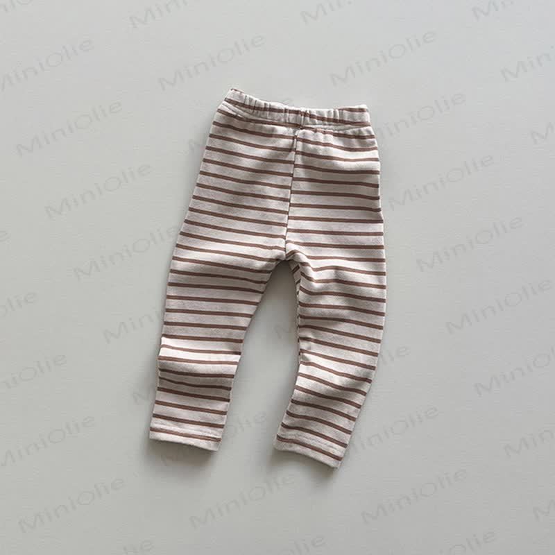 Baby Toddler Ribbed/Striped Leggings - Khaki Stripes - 6-7T - image 8