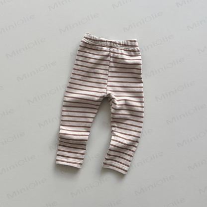 Baby Toddler Ribbed/Striped Leggings - Khaki Stripes - 6-7T - image 8