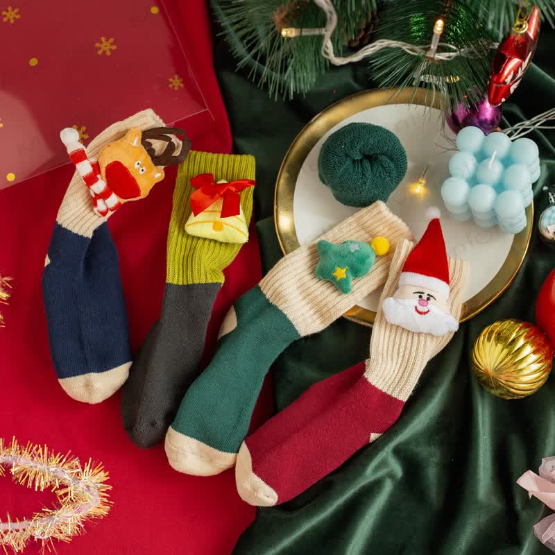 Baby Christmas 3D Doll Warm Floor Socks - image 1