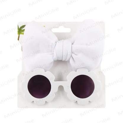 Baby Sunglasses and Bowknot Headband Set - White - image 4