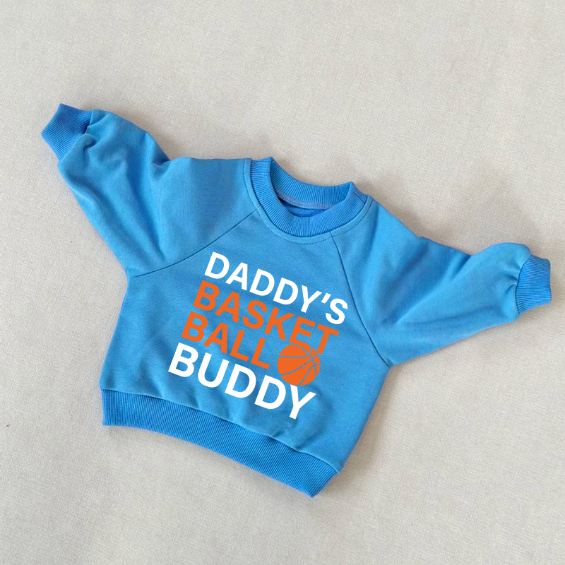 DADDY'S BASKETBALL BUDDY Baby Toddler Blue Sweatshirt - Blue - 3-5T - image 1