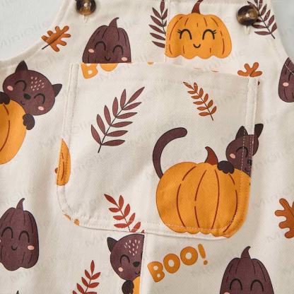  BOO! Baby Toddler Pumpkin Cat Overalls - image 8