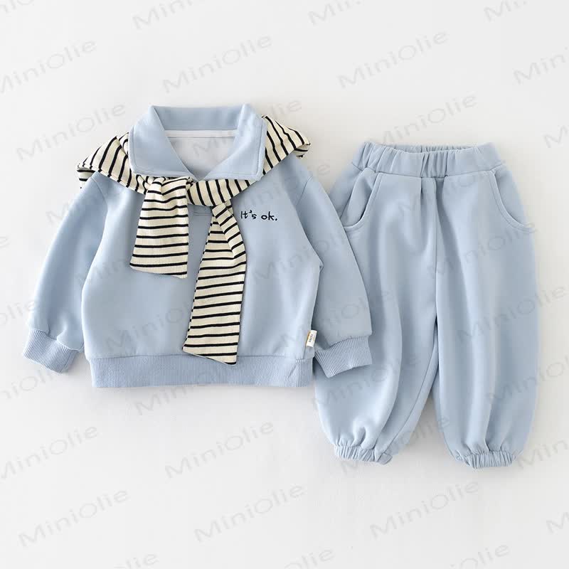 IT'S OK Baby Stripe Shawl Blue Top & Pants 2-piece Set - image 4