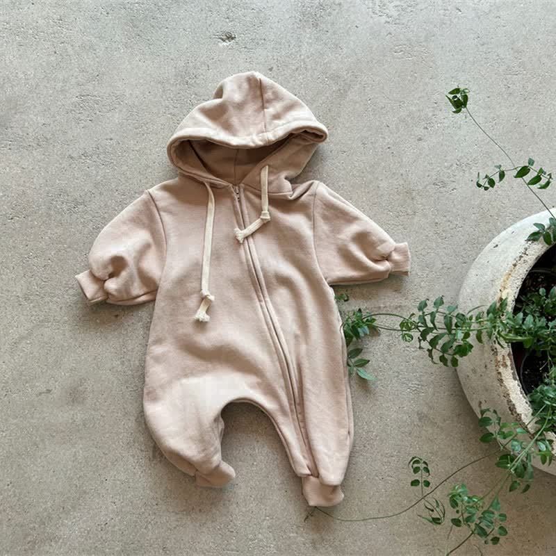 Baby Solid Color Hooded Casual Romper - image 6