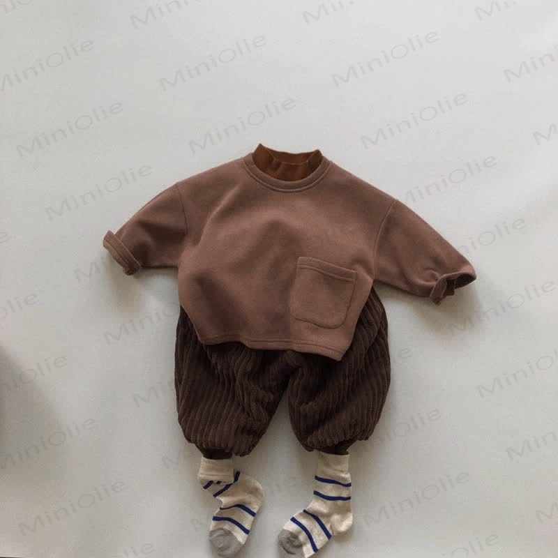 Toddler Solid Color Inner Fleece T-Shirt - image 13