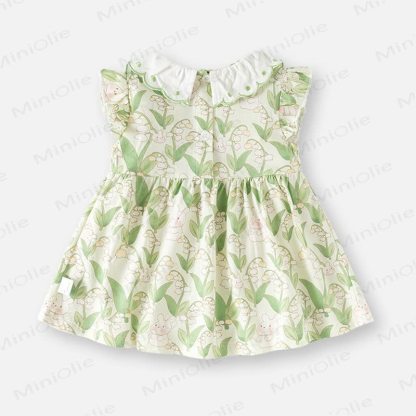 Toddler Baby Girl Bunny and Flower Print Summer Dress - image 3