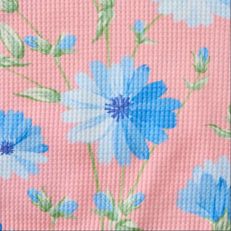 Baby Pink Blue Floral Print Waffle 2-piece Set - image 6