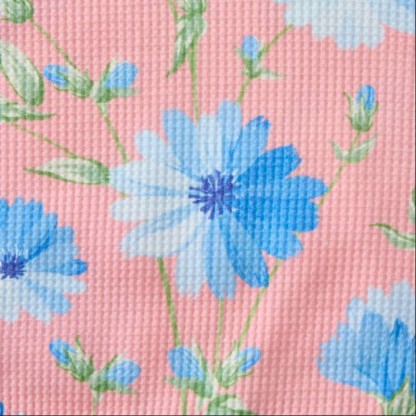 Baby Pink Blue Floral Print Waffle 2-piece Set - image 6