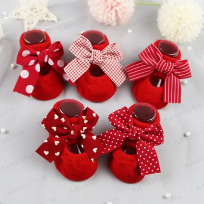 Baby Christmas Bow Pre-walker Socks - image 1