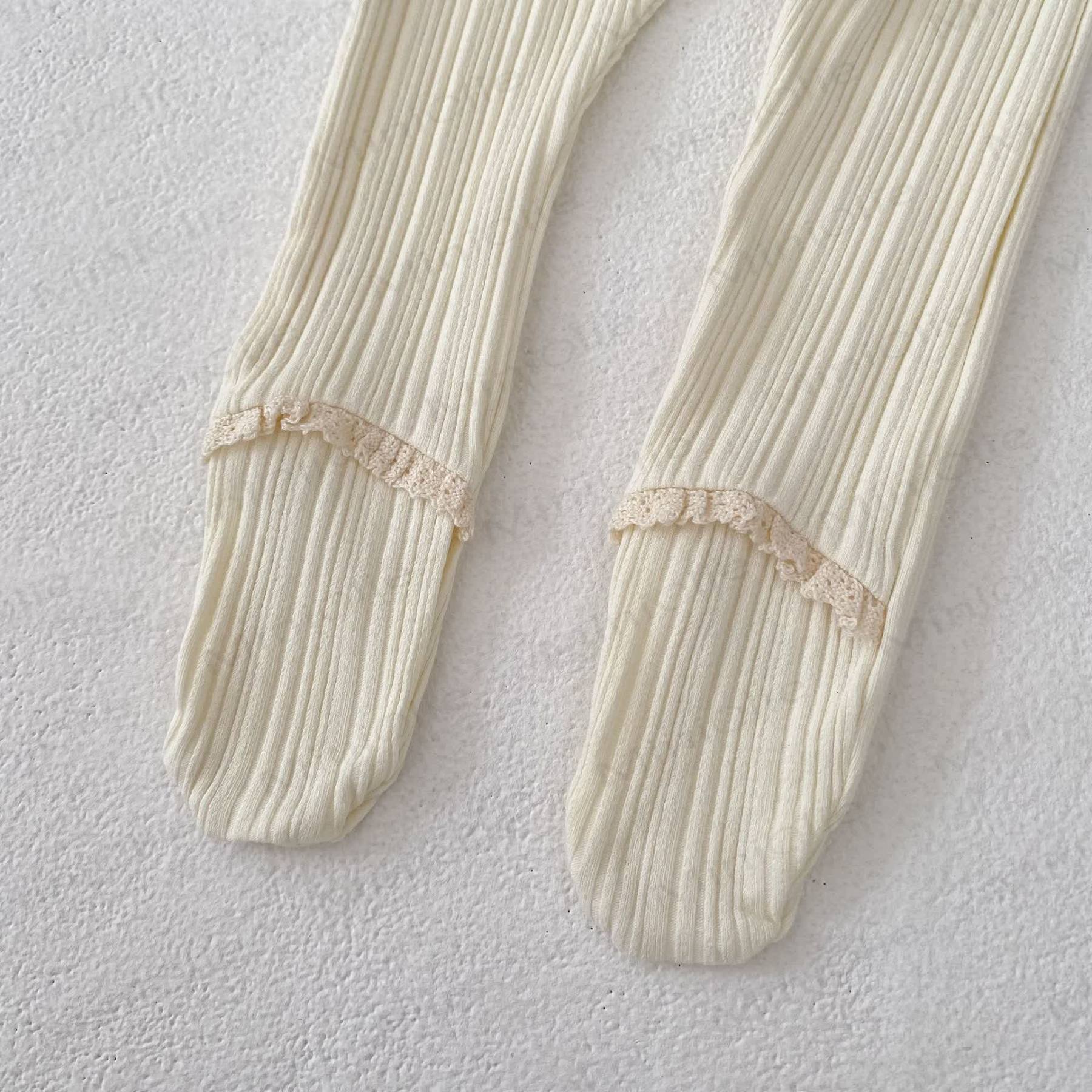 Baby Toddler Girl Solid Color Lace Ribbed Leggings - image 10