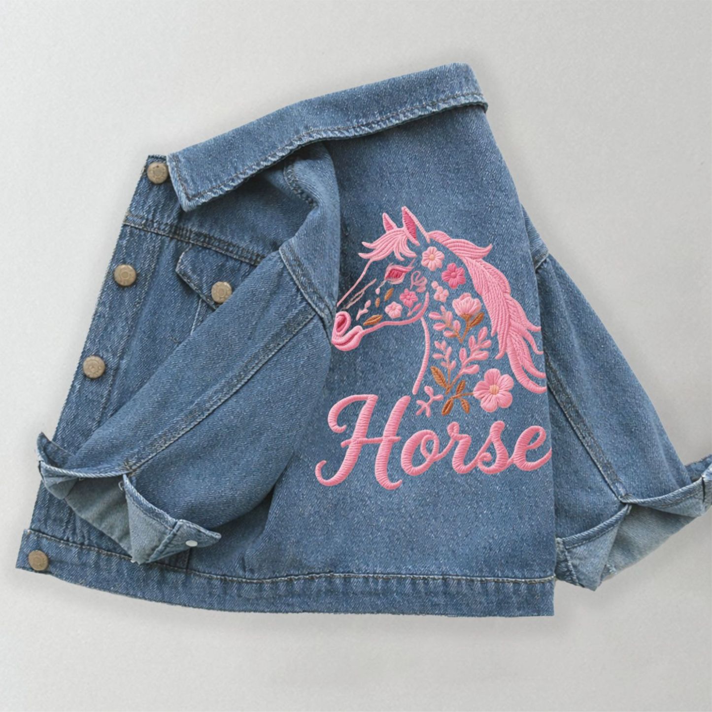 HORSE Toddler Kid Horse Print Denim Jacket - Blue - 10-11T - image 1