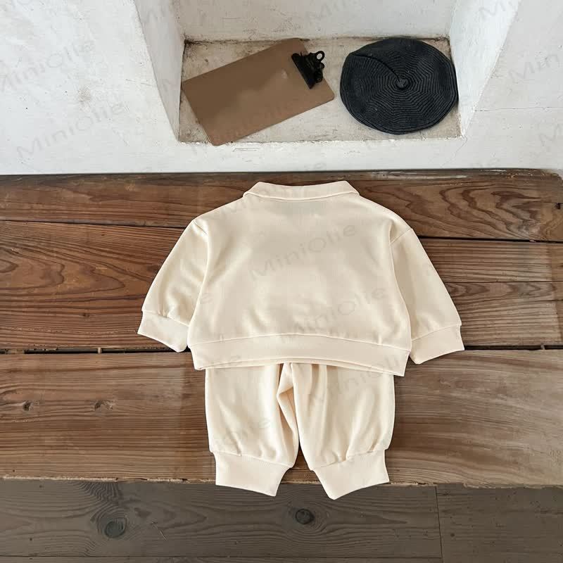 Toddler Baby Animal Print Collared Sweatshirt and Cuffed Pants 2-piece Set - image 6