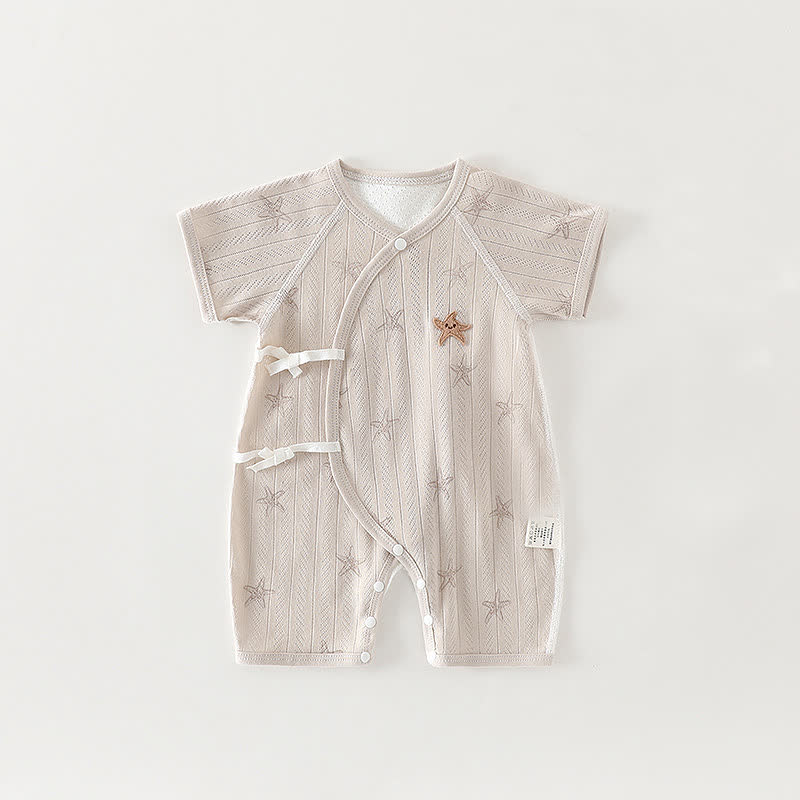 Baby Organic Cotton Wrap Short Sleeve Romper - Grey - 3-6M - image 3
