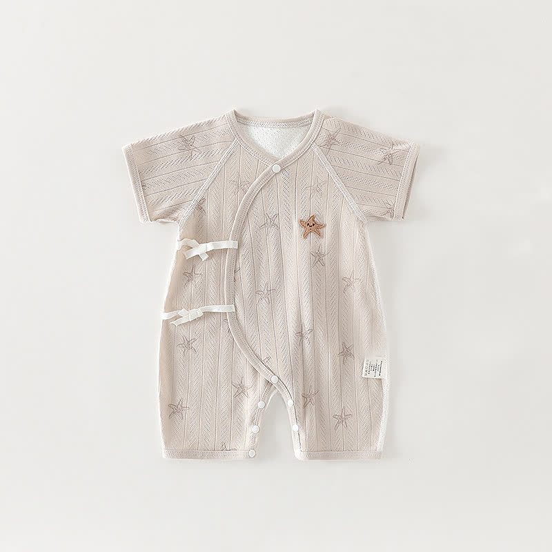 Baby Organic Cotton Wrap Short Sleeve Romper - Grey - 3-6M - image 3