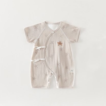 Baby Organic Cotton Wrap Short Sleeve Romper - Grey - 3-6M - image 3