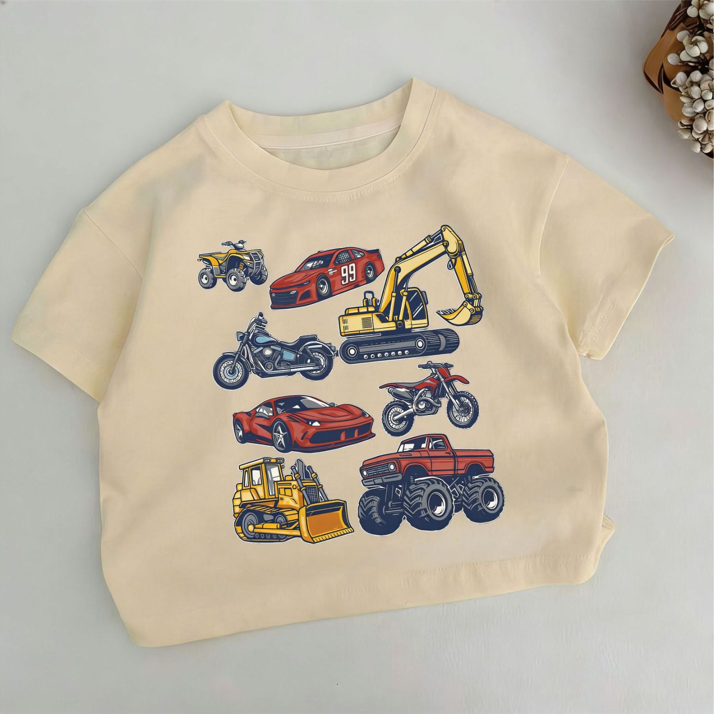 Toddler Kid Vehicle Print Khaki T-shirt - Khaki - 6-7T - image 1