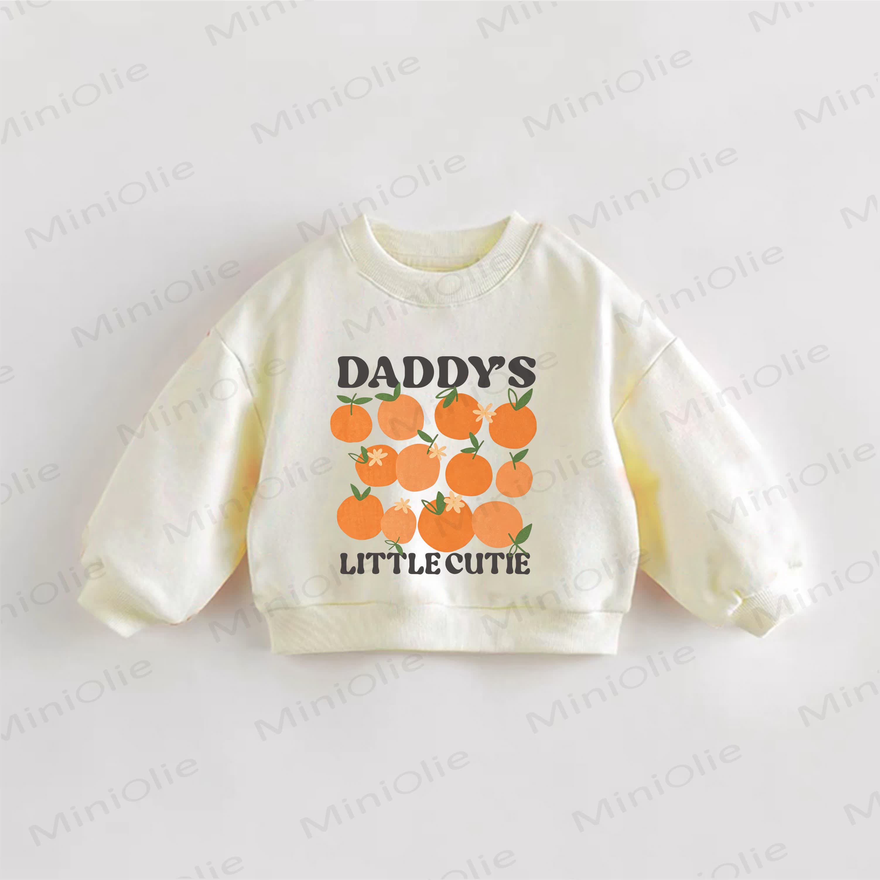 DADDY'S LITTLE CUTIE Baby Toddler Orange Print Cream Sweatshirt - Cream - 3-5T - image 1