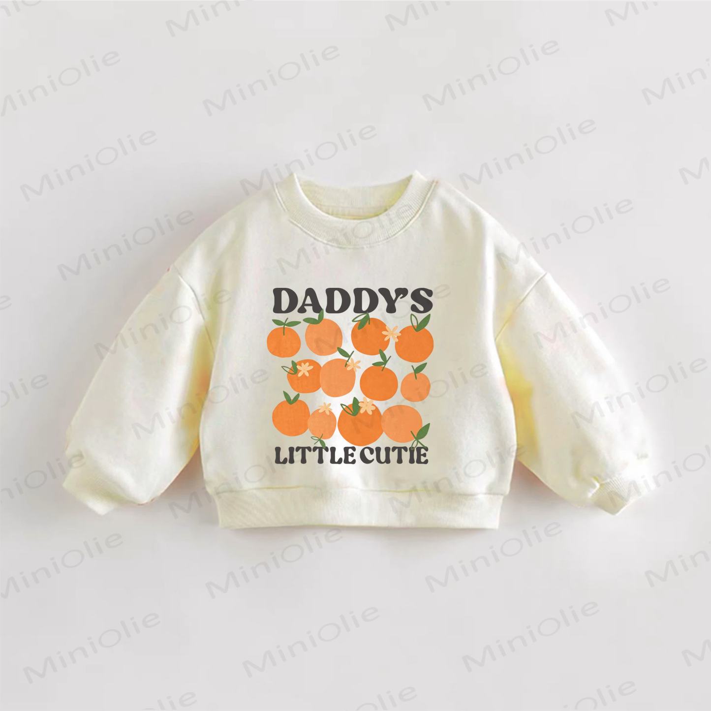 DADDY'S LITTLE CUTIE Baby Toddler Orange Print Cream Sweatshirt - Cream - 3-5T - image 1