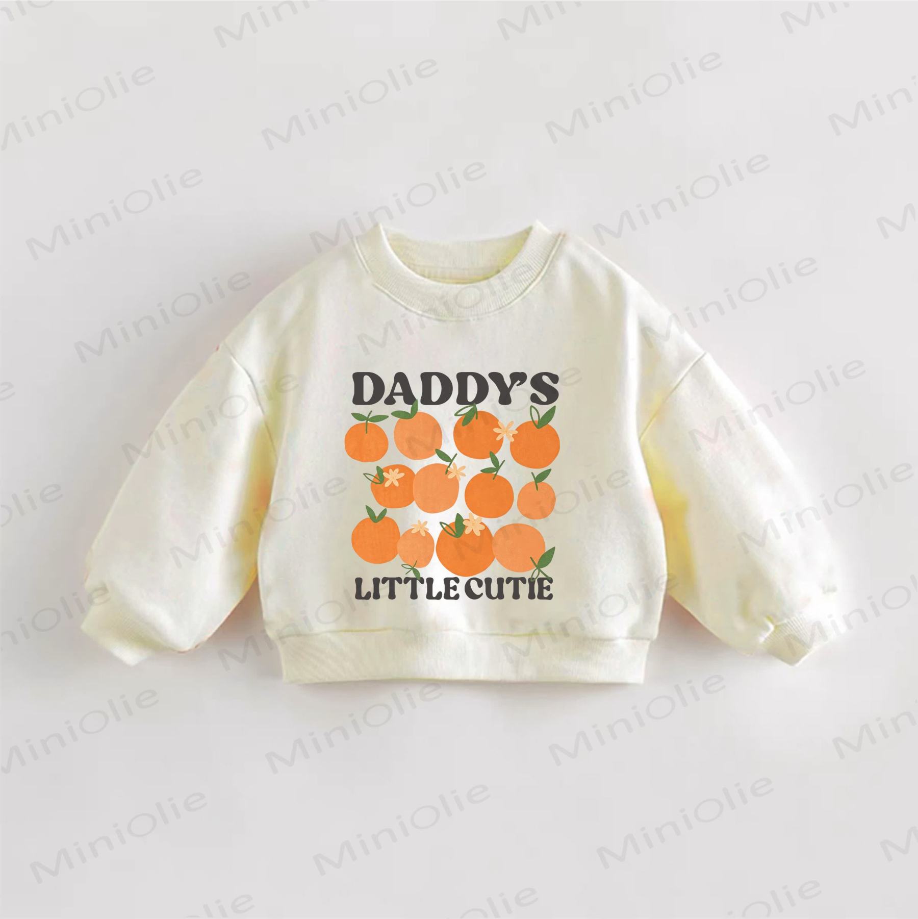 DADDY'S LITTLE CUTIE Baby Toddler Orange Print Cream Sweatshirt - Cream - 3-5T - image 1