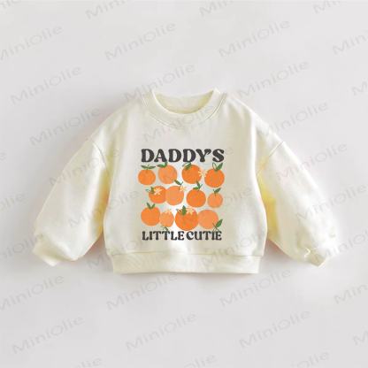 DADDY'S LITTLE CUTIE Baby Toddler Orange Print Cream Sweatshirt - Cream - 3-5T - image 1