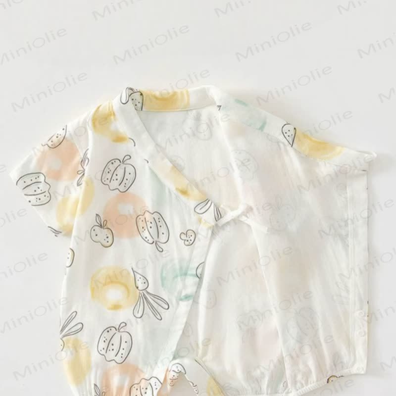 Baby White Fruit/Vegetable/Food Summer Wrap Front Romper - image 5