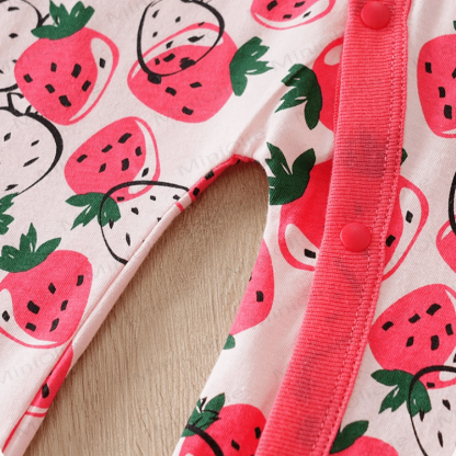 Baby Strawberry Pink Foot-covering Romper - image 6