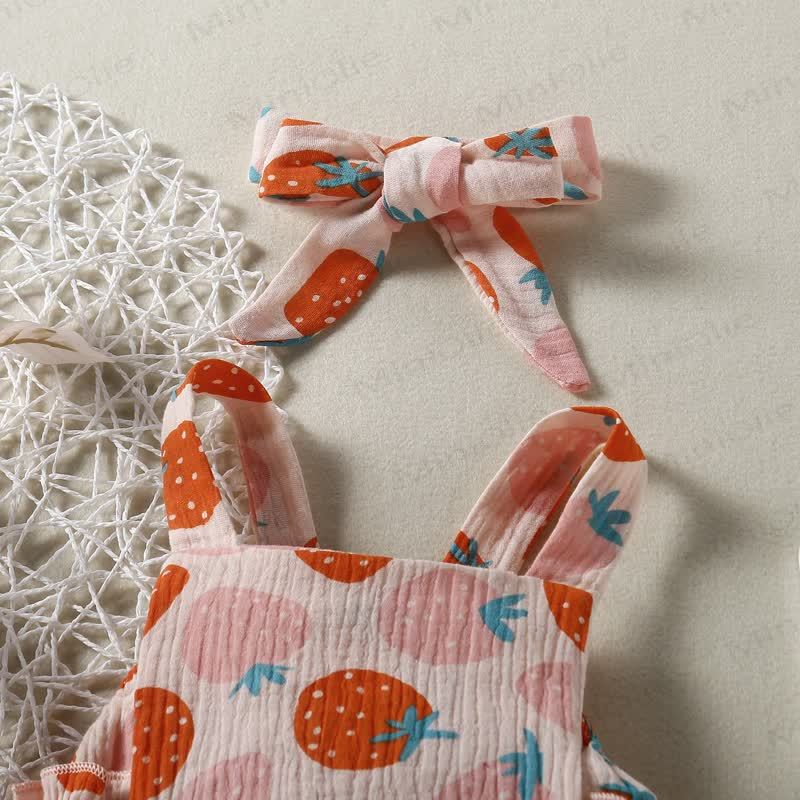 Baby Strawberry Strap Bodysuit with Headband - image 4
