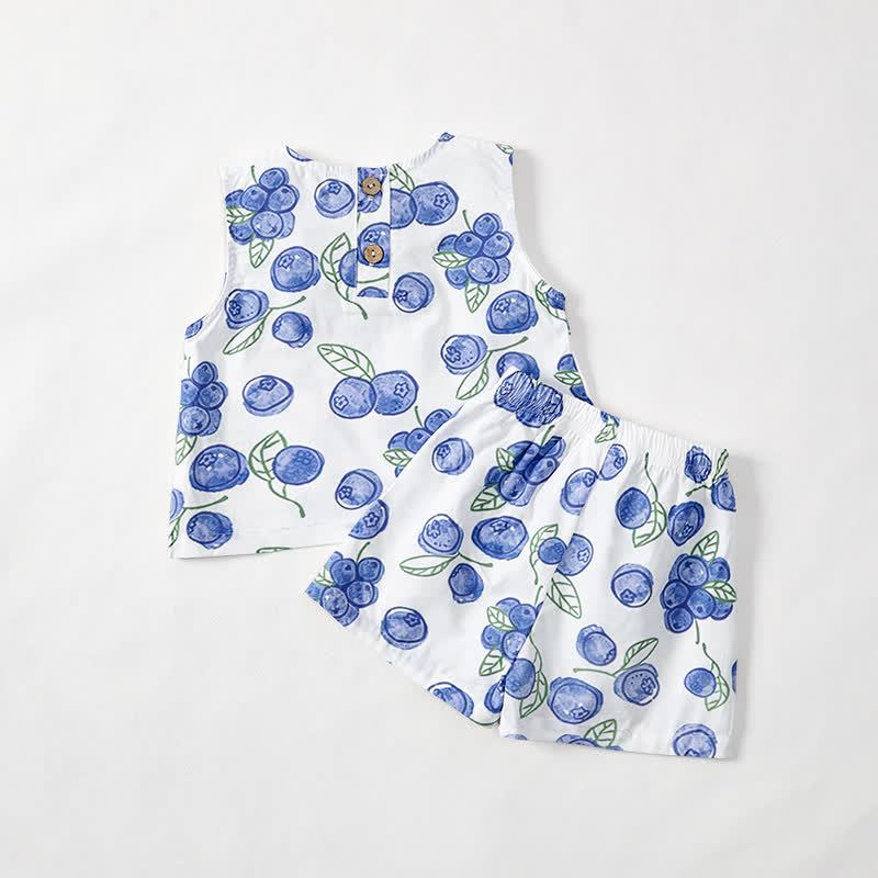 Baby Toddler Blueberry Print White Top and Shorts 2-piece Set - image 4
