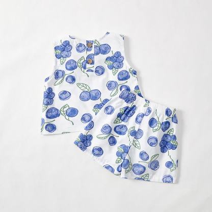 Baby Toddler Blueberry Print White Top and Shorts 2-piece Set - image 4