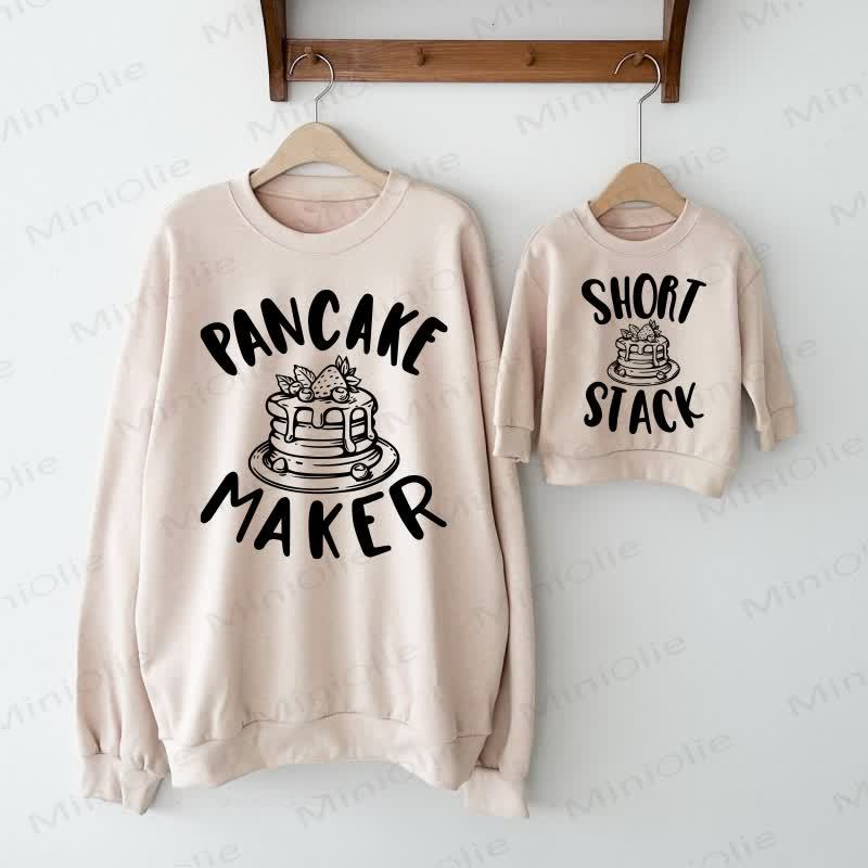 PANCAKE MAKER/SHORT STACK Mommy and Me Sweatshirt  - Beige - Adult Sweatshirt: XL - image 1