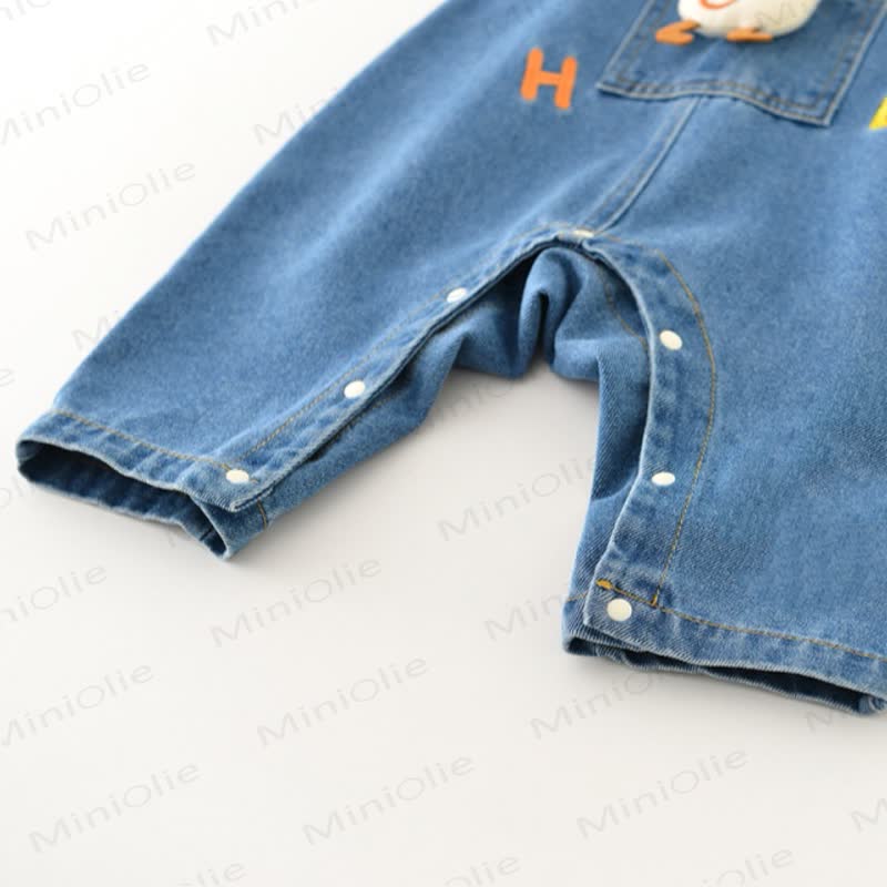 Baby Toddler Blue Duck Patch Denim Overalls - image 7