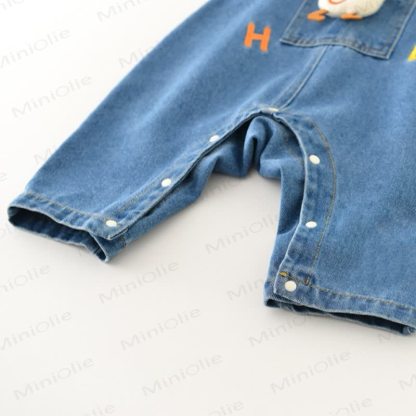 Baby Toddler Blue Duck Patch Denim Overalls - image 7