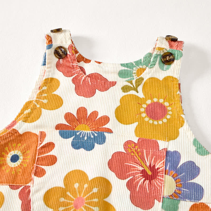 Baby Toddler Colorful Flower Print Beige Overalls - image 5