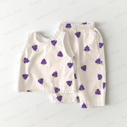 Baby Blueberry Print 2-piece Sleeveless Set - White - 2-3T - image 1