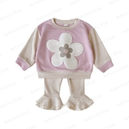 Baby 2-Piece Flower Sweatshirt and Pants Ribbed Set - image 10