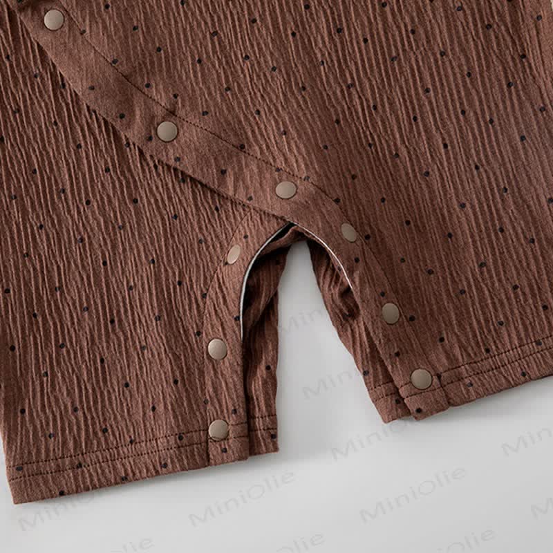 Baby Dot/Bear Front Placket Button Romper - image 9