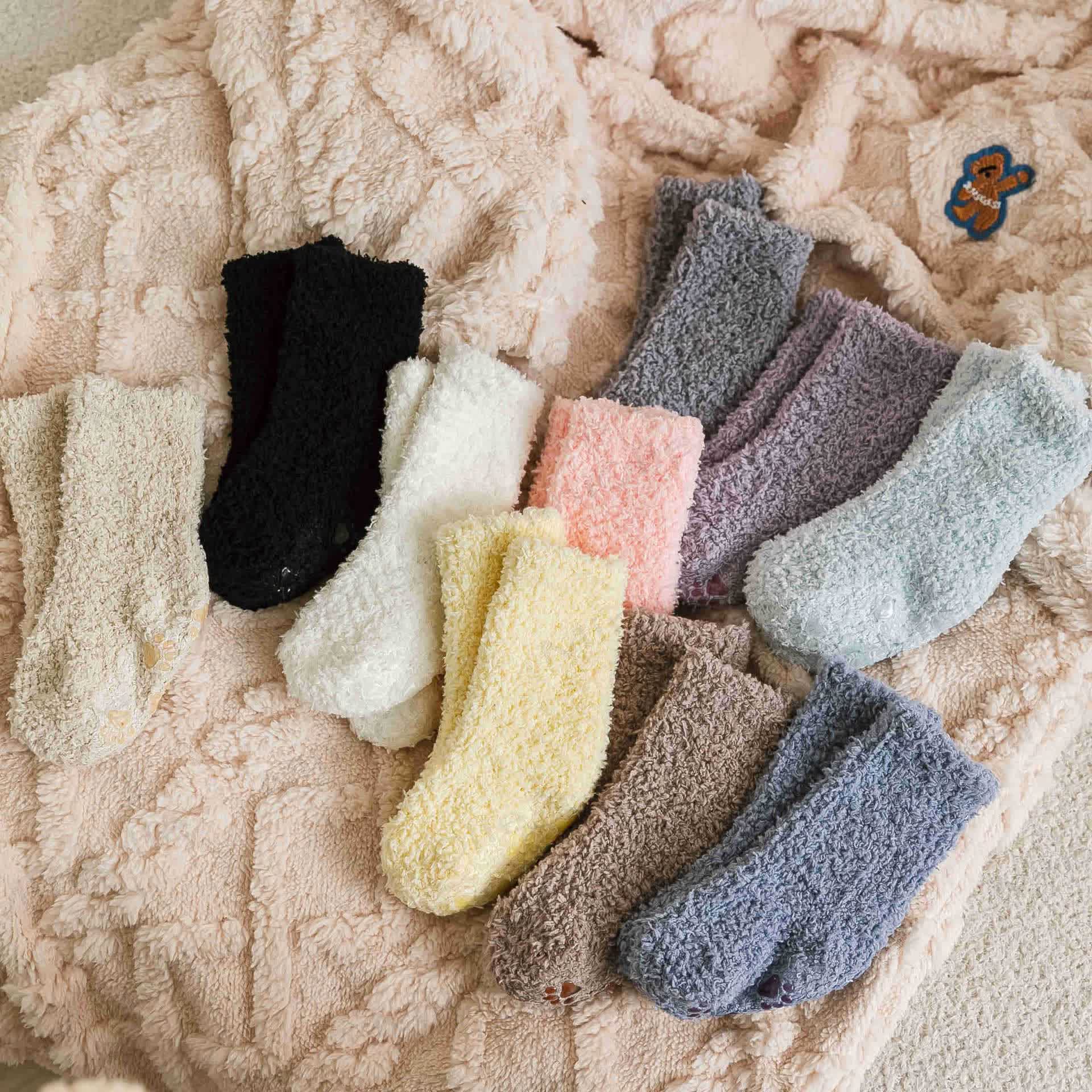 Baby Solid Color Fleece Floor Socks - image 3