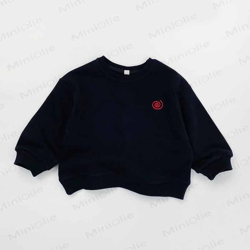 Toddler Round Neck Embroidered Sweatshirt - Black - 8Y - image 7