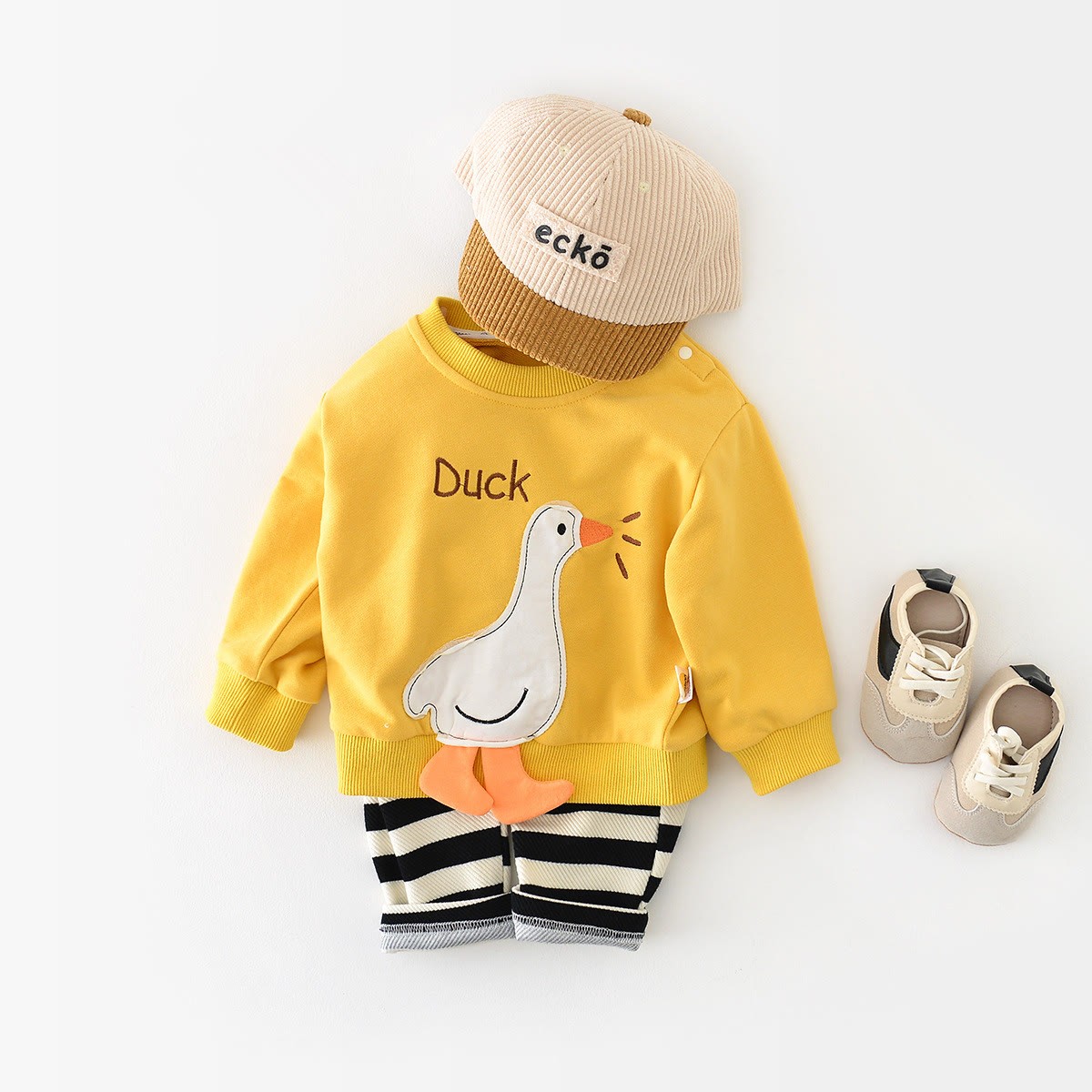  CUTE DUCK Baby Yellow Sweatshirt Romper - image 6