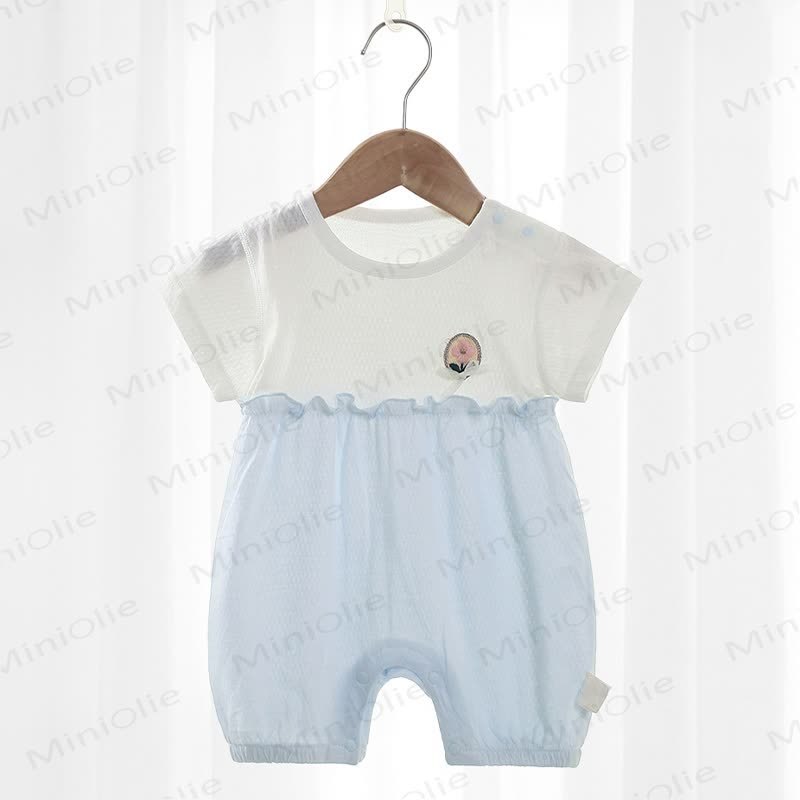 Baby Pink/Blue Floral Ruffle Romper - Blue - 9-18M - image 3