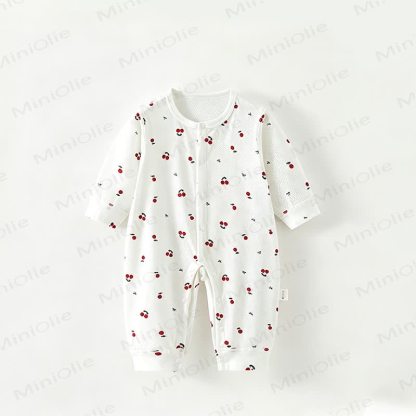 Baby Fruit Print Long Sleeves Romper - White Cherry - 18-24M - image 4