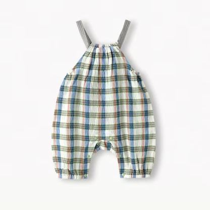 Baby Plaid Suspender Romper - Blue - 18-24M - image 4