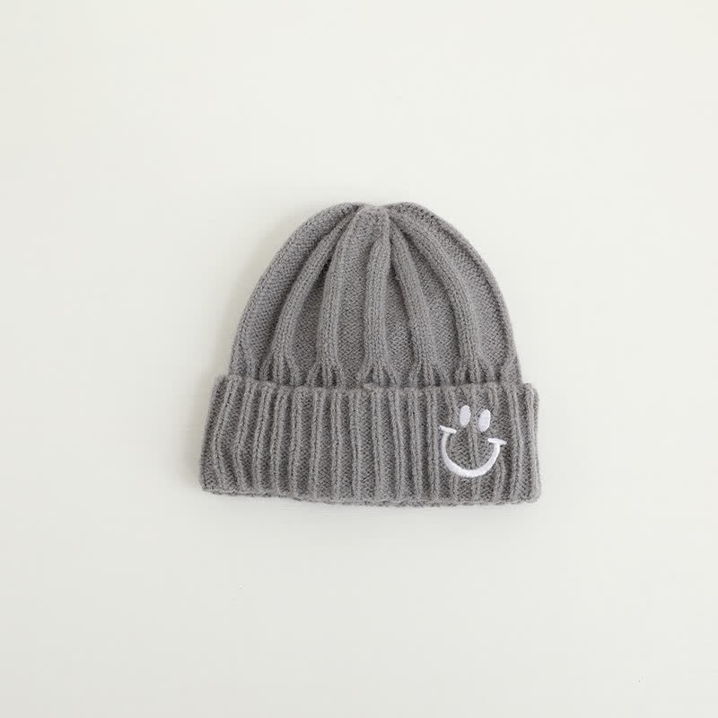 Baby Embroidered Smile Knitted Beanie - Grey - 3-24M - image 9