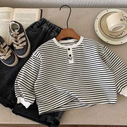  Baby Toddler Striped Crew Neck T-shirt - White - 8Y - image 4