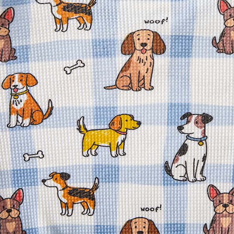 WOOF! Baby Dog Print Blue Plaid Waffle 2-piece Set - image 7
