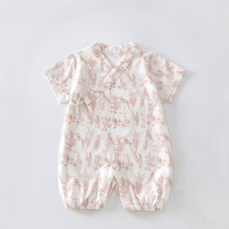 Baby Birds and Flowers Kimono Romper - Pink - 12-18M - image 3